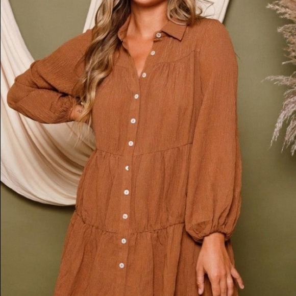 Olivaceous multi tiered pocket dress in dark brown size S NWT - Picture 8 of 8